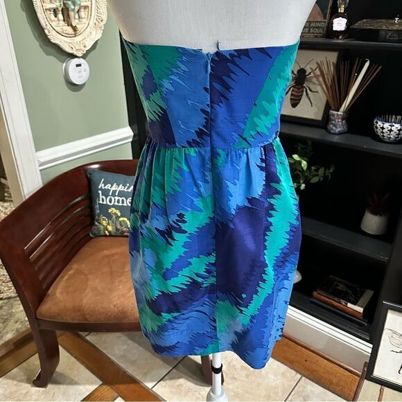 Shoshanna Blue Watercolor Strapless Dress Size 2 - Picture 6 of 12